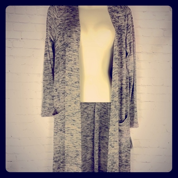 NWT SOFT cardigan black & Dusty pink knit longline XS LuLaRoe cozy lightweight - Picture 1 of 8